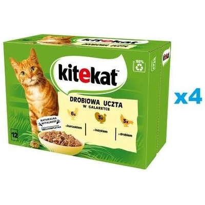 Kitekat Drůbeží hody s kuřecím, krůtím a drůbežím masem v želé 48 x 85 g