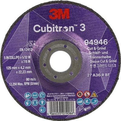 3M Cubitron Brusný a řezný kotouč 125 x 4,2 x 22,23 mm 94946