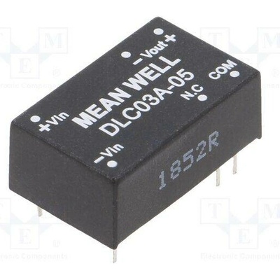 MEAN WELL DLC03A-05 Měnič: DC/DC; 3W; Uvst: 9÷18VDC; Uvýst: 5VDC; Uvýst2: -5VDC; DIP16