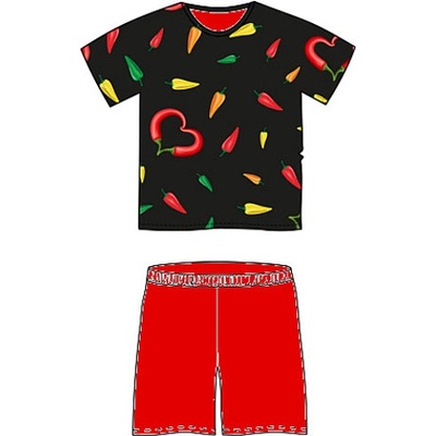 Lonka Koffing papričky pánské pyžamo krátké černo červené