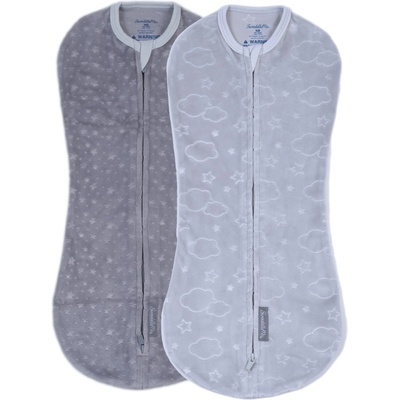 Ingenuity Бебешко чувалче с цип Ingenuity - SwaddleMe, Velboa Pod, 2 броя, Clouds & Stars (59710)