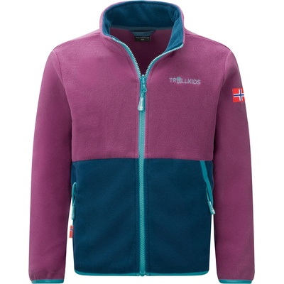 TROLLKIDS Детско поларено яке Trollkids Kid's Storfjord Jacket Fleece jacket - Bright Berry / Madeira Blue / Lagoon Blue - размер 140 (EU) (703-4008-0317)