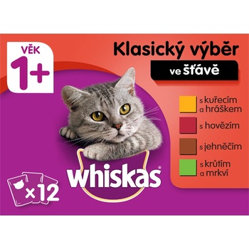 Whiskas pro dospělé kočky klasický výběr ve šťávě 12 x 100 g