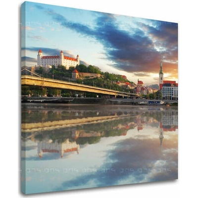 Papilora Obraz Bratislavského hradu a Mosta SNP na plátne — štvorcový formát - 60x60 cm