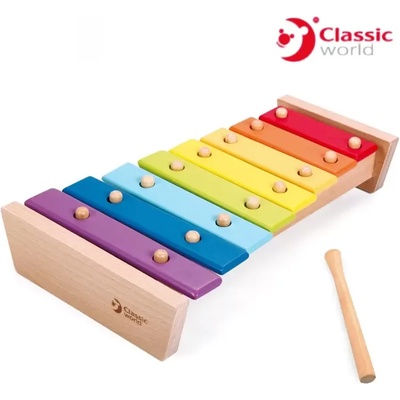 Classic World Дървено Ксилофонче с цветовете на дъгата - Classic World