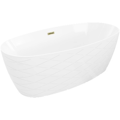Mexen Olea свободностояща вана модел 170 x 80 см, бяла, препълване златно - 52821708000-50 (52821708000-50)
