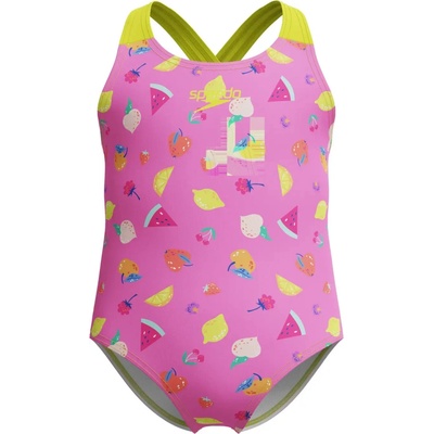 Speedo Infant Girls Printed Crossback Swimsuit neon flamingo