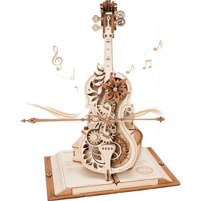 Robotime 3D drevené mechanické puzzle Čarovné violončelo 199 ks