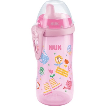 NUK first choice kiddy cup láhev růžová se zajíčky 300 ml