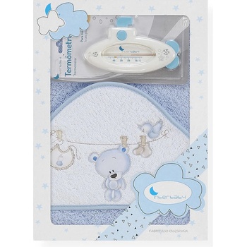 INTERBABY Osuška froté KRÁLICI + kefa MODRÁ