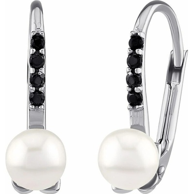 Silvego Zlaté náušnice April s pravou bielou perlou a Brilliance Zirconia PRG0220EGWWP