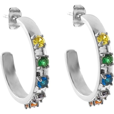 BRUNOshop.cz Náušnice kruhy s kamínky barevné S4250