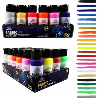 Phoenix Veľká sada farieb na textil Svetlé tmavé farba na oblečenie 24 x 59 ml