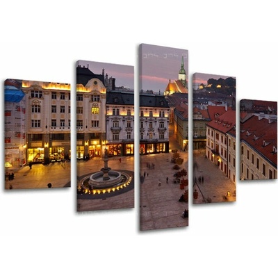 Obraz Hlavného námestia v Bratislave na plátne — 5-dielny set - 100x80 cm