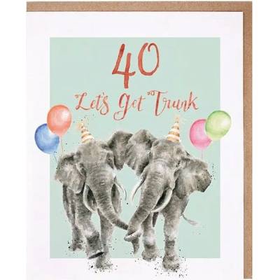 Wrendale Designs Narozeninové přání "40 Let's Get Trunk" - Sloni