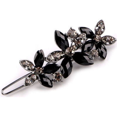 Sponka do vlasů s broušenými kamínky květy Varianta: černá, Balení: 1 ks – Zboží Mobilmania