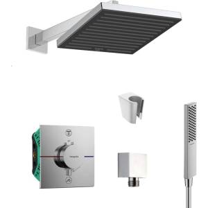 SANITINO - Душ комплект с термостат и вграден нагревател от Hansgrohe, аксесоари от Kielle, хром SANI21HHK003 (SANI21HHK003)