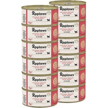 Applaws Консерва за котки с пилешки гърди и патица в бульон 12 x 70 г