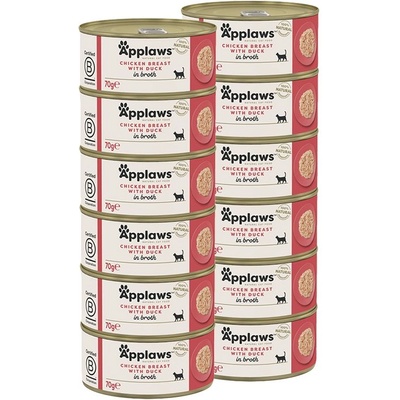 Applaws Консерва за котки с пилешки гърди и патица в бульон 12 x 70 г