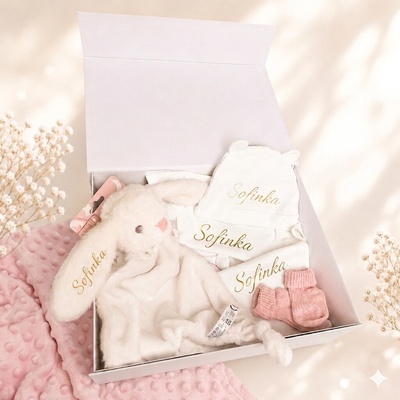 BabyGift box pre bábätko S POTLAČOU RUŽOVÝ