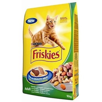 Purina FRISKIES Adult - Суха храна с месо, черен дроб и зеленчуци, за котки над 12 месеца - 10 кг