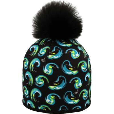 RDX zimní čepice Vlnky černá modro zelené vlnky