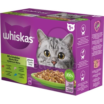 Whiskas мокра храна за котки селекция - риба, месо 12 x 85 г