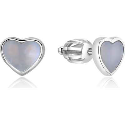 AGATO Stříbrné srdíčkové náušnice s perletí AGUP1653S
