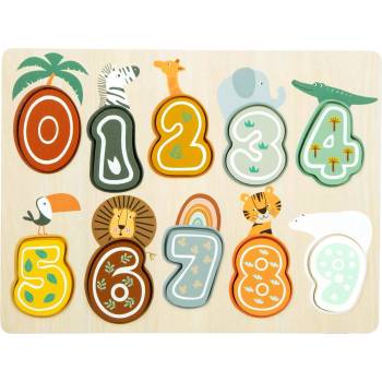 Legler Дървен пъзел с цифри Small Foot - Сафари, 10 части (6611120362)