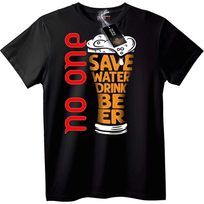 NOONEBRAND Тениска Не пести вода, пий бира - M, White