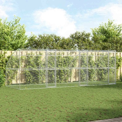 vidaXL Klec pro psy se střechou sada 3 ks 600 x 200 x 200 cm pozinkovaná ocel stříbrná 9799.3368334