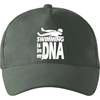 Swimming is in my DNA so zahnutým šiltom a mosaznou sponou Tm. bridlica šedozelená