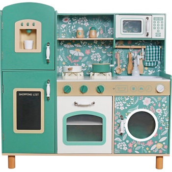 Ginger Home Детска Дървена Кухня GINGER HOME - Винтидж Стил с Електронни Котлони, Светлини, Звуци и Функционални Аксесоари, 91x31x90 см (W10C790B)