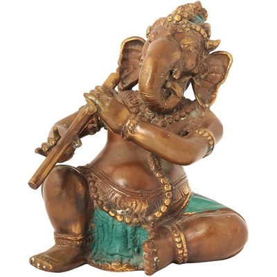 Socha Ganesh kov 19 cm muzikant