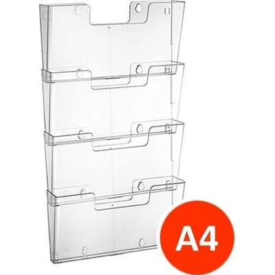 NDC Nástěnný zásobník na letáky A4 na šířku transparentní, set 4ks – Zboží Dáma