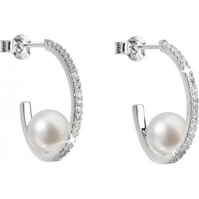 Evolution Group strieborné náušnice kruhy s pravými perlami Pavona 21019.1M