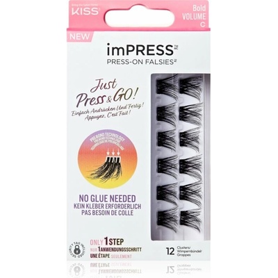 KISS imPRESS Just Press & GO ! trsové nalepovacie mihalnice bez uzlíka Bold Volume C 12 ks