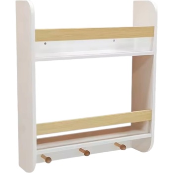 Ginger Home Детска етажерка за стена Ginger Home - С рафтове и закачалки, Бяла (TF6931)