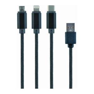 Gembird CC-USB2-AM31-1M Gembird USB cable 3in1 for charging micro USB/USB-C/8-pin, black, 1m