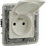 Legrand Контакт Legrand Niloe, 16A, единичен, френски стандарт, с капак, бял (664748)