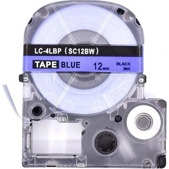 Compatible Epson LK-SC12BW, 12mm x 9m, черен печат / син фон, съвместима лента (LKSC12BW)