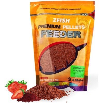 Zfish Mikro Pelety Premium Feeder Pellets 700g 2mm Strawberry & Robin Red
