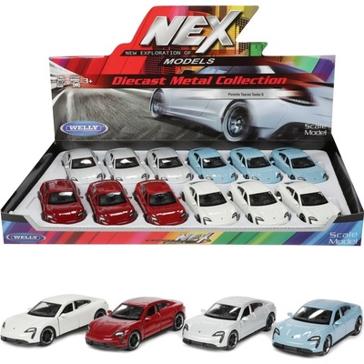 Welly Teddies Auto Porsche Taycan Turbo S kov/plast 12cm 4 barvy na zpětné natažení
