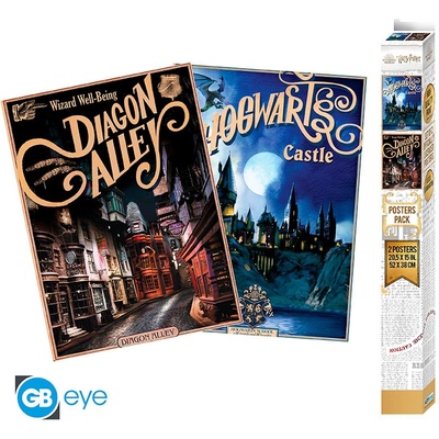 HARRY POTTER - Set 2 Posters Chibi 52x38 - Retro Hogwarts&Diagon, ABYDCO732