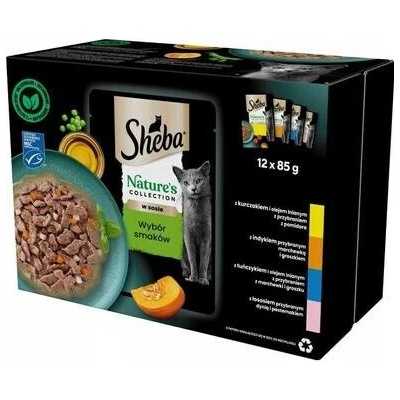 Sheba Nature’s Collection s kuřecím krůtím tuňákem a lososem v omáčce 12 x 85 g