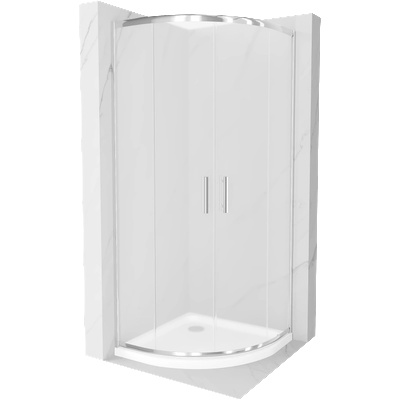 Mexen Rio полукръгла душ кабина 90 x 90 cm, матирано, хром + поддушово корито Flat, бял - 863-090-090-01-30-4110 (863-090-090-01-30-4110)