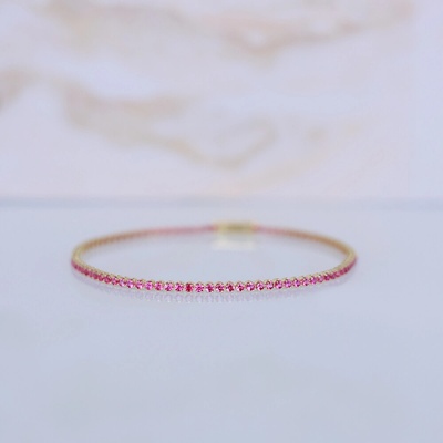 Lillian Vassago Zlatý tenisový náramek zdobený růžovými zirkony LLV03-GB002