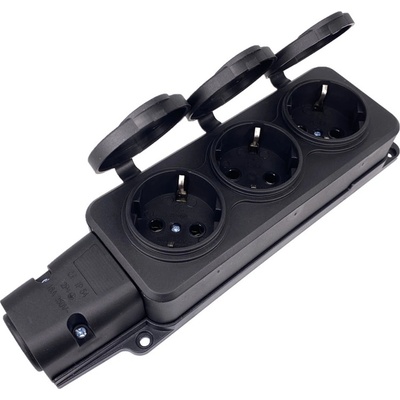 Удължител No brand 5703, 3 гнезда, 250V, 16A, Влагозащитен, Без кабел, Черен - 17872 (17872)