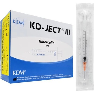KD Medical Stříkačka TBC 1 ml se snímatelnou jehlou 0,5 x 16mm 25G 100 ks
