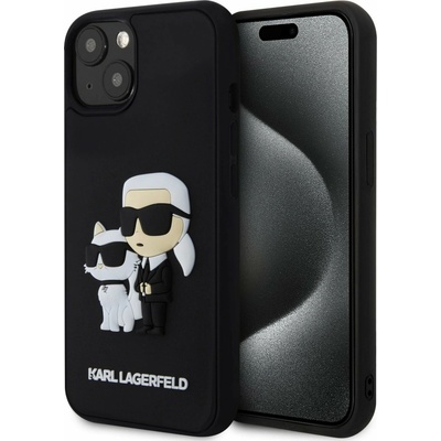 Karl Lagerfeld 3D Rubber Karl and Choupette iPhone 13 čierne